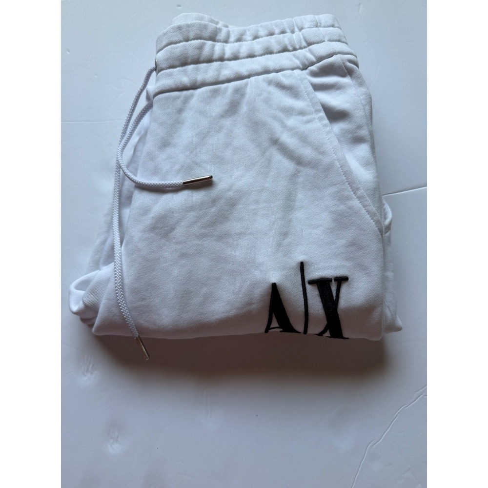 Armani Exchange AX White Icon Period Logo Jogger Sweatpants Mens